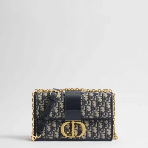 Christian Dior 30 Montaigne Chain Bag Blue Dior Oblique Jacquard .