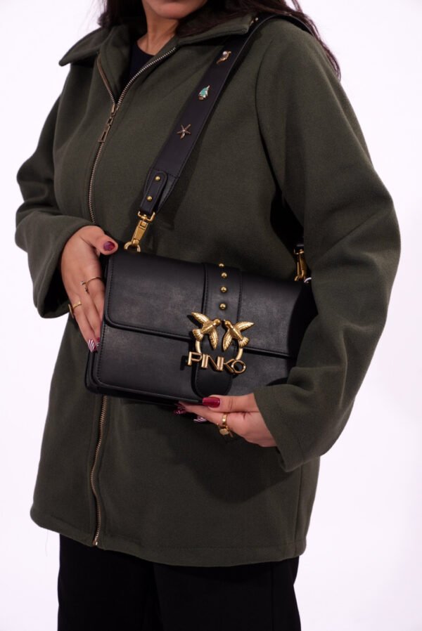 Pinko Love Bag Leather Handbag – Black .