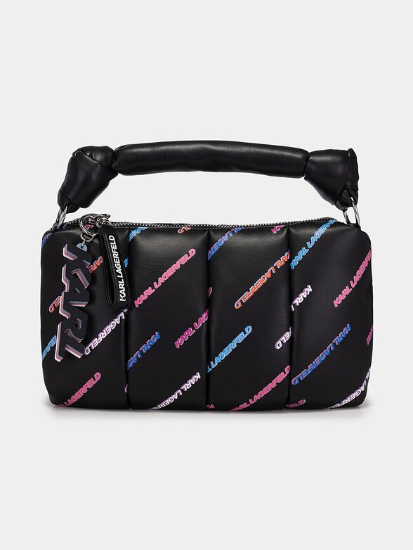 Karl Lagerfeld K/KNOTTED Bag – Black with Multicolor Logo Print .