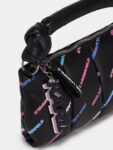 Karl Lagerfeld K/KNOTTED Bag – Black with Multicolor Logo Print .