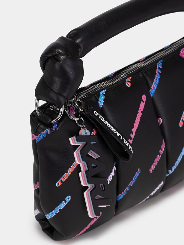 Karl Lagerfeld K/KNOTTED Bag – Black with Multicolor Logo Print .