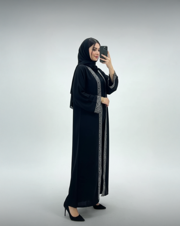 Black Embroidered Kaftan Cardigan – Elegant Modest Wear for Women